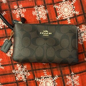 Coach Dark Brown Signature Wristlet